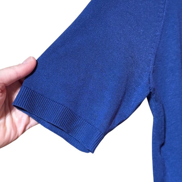 Chico's Dark Harbor Blue Short Sleeve Pullover Sweater NWT Size 0 - Picture 5 of 10